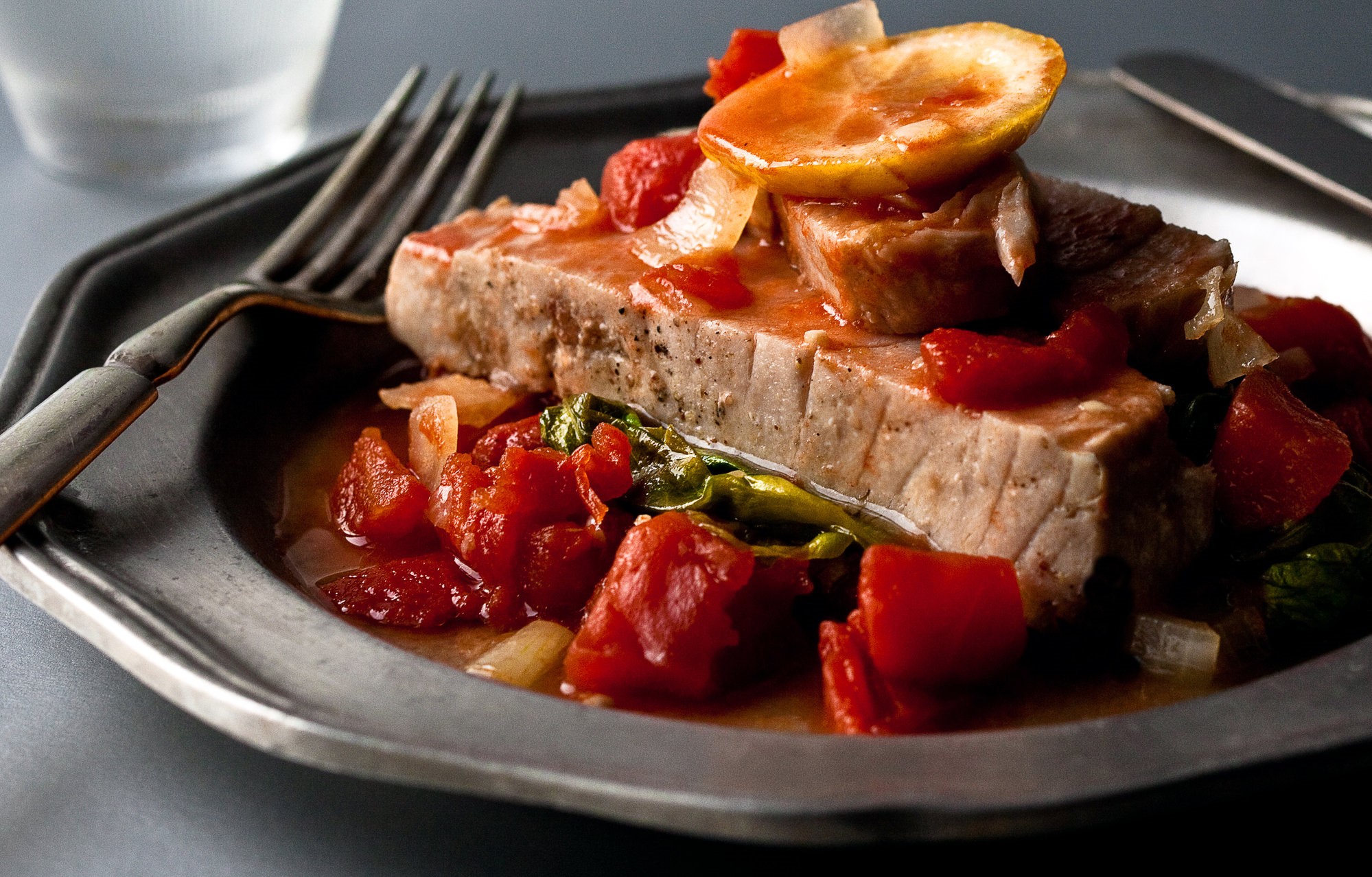 American Albacore Roasted in a Bed of Lettuce Recipe Dinner