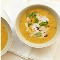 Singaporean Curried Red Lentil Soup with Dried Cherries and Cilantro Dinner