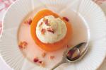 Poached Peaches With Lowfat Ricotta And Rose Syrup glutenfree Recipe recipe