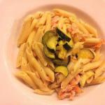 Canadian Pennette Pasta with Courgettes Baked Salmon and Appetizer