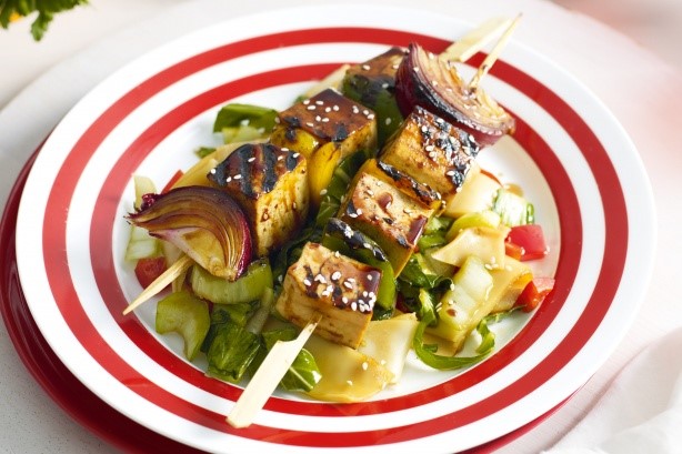 American Barbecued Tofu Skewers Recipe Appetizer