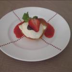 Canadian White Chocolate Mousse in Tulip Cups with Fresh Strawberries Dessert