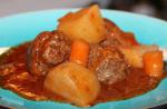 American Burgundy Meatball Stew Dinner