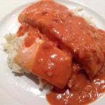 American Baked Salmon with Coconut-tomato Sauce and Creamy Jasmine Rice BBQ Grill