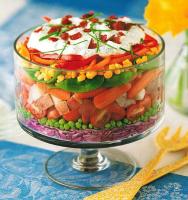 American Stacked- Up Vegetable Salad Appetizer