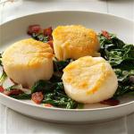 American Scallops with Wilted Spinach Appetizer
