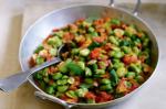 Australian Broad Beans With Tomato Salami And Mint Recipe Appetizer