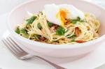 Australian Creamy Bacon Spaghetti With Poached Eggs Recipe Appetizer