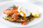 Australian Salmon and Poached Egg On Zucchini Rosti Recipe Appetizer