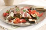 Australian Spiced Lamb On Roasted Vegetable Salad With Tahini Sauce Recipe Appetizer