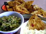 American Adobo Chips With Warm Goat Cheese and Cilantro Salsa Appetizer