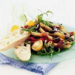 Italian Salad with Pasta Penne Bresaoli and Black Olives Appetizer