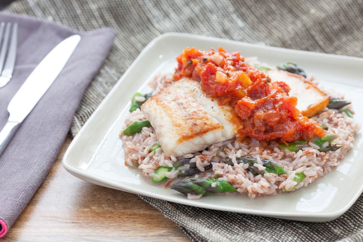 American Panseared Drum and Tomato Jam Appetizer