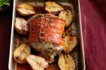 Roast Pork With Macadamia And Sage Stuffing With Roasted Pears Recipe recipe