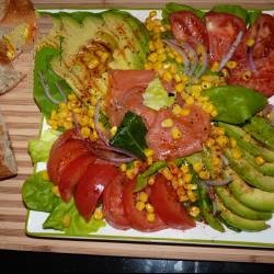 American Base of Veggies with Smoked Salmon Appetizer