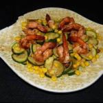 American Shrimp to Courgettes and Corn Appetizer