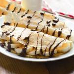 American Crepes with Banana and Chocolate Breakfast