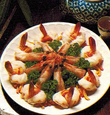 Chinese Curled Shrimp Steamed with Five Shreds Appetizer