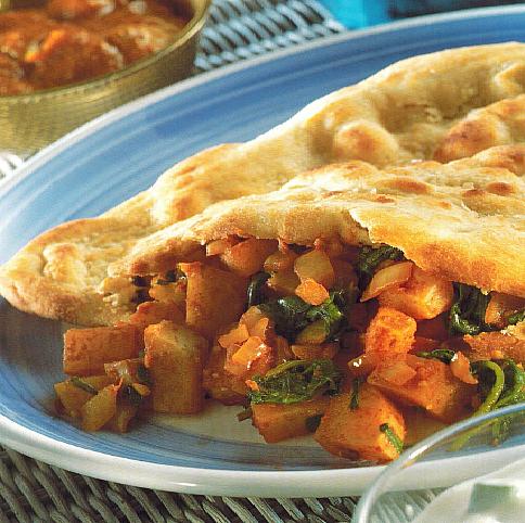 Sri Lankan Spicy Potato-filled Nan Breads Appetizer