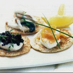 Russian Blinis of Three Fish Appetizer