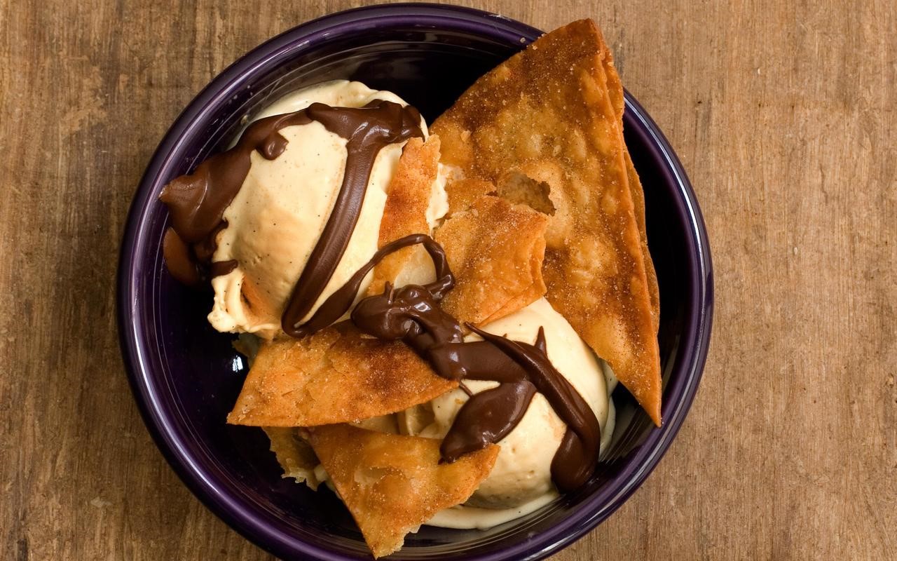 Mexican Caramel Sundae with Cinnamonsugar Chips Recipe Dessert