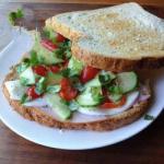 American Sandwich with Ham Tomato and Mozzarella Appetizer