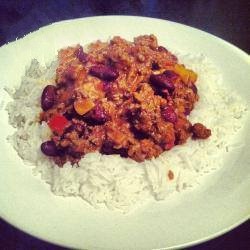 Chilean Chili Con Carne on Rice Dinner