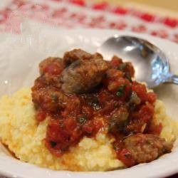 Chilean Polenta with Tomato Sauce and Chorizo Appetizer