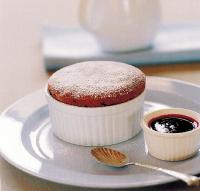 French Chocolate Souffle with Raspberry Coulis Dessert