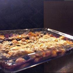 French Peach Blueberry Crumble Dessert