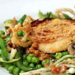 Canadian Buttermilk Crusted Pork Belly on Peas and Sprouts Appetizer