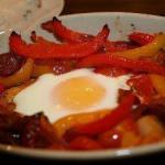 American Fried Eggs with Peppers and Chorizo Appetizer