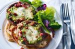 American Mozzarella and Pesto Stuffed Mushrooms on Toast Dinner