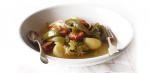 Spanish Organic Andouille Stew Recipe with Potato and Pepper Appetizer