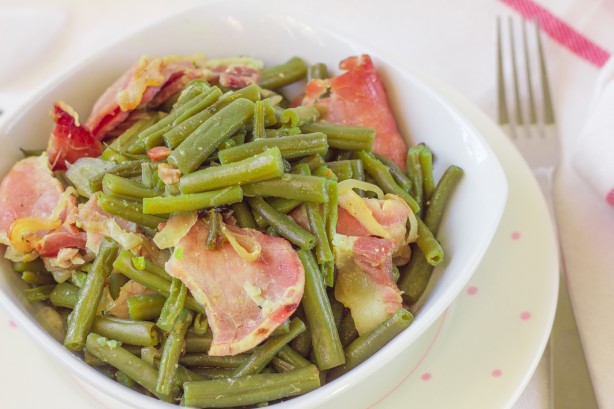 British Crock Pot Green Beans  Bacon Dinner