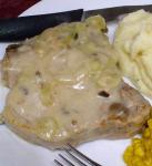 American Simple and Delicious Stove Top Mushroom Gravy Pork Chops Dinner