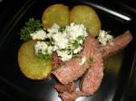 American Grilled Strip Steaks and Potatoes With Blue Cheese Butter Dinner