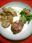American Oven Baked Beef or Pork Steak With Tangy Sauce Dinner