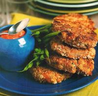 American Salmon Cakes with Creamy Tomato Sauce Appetizer