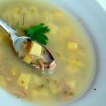 British Soup with Salmon and Celery Appetizer