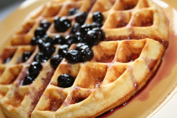 Belgian Lemon Belgian Waffles With Berry Syrup Dessert