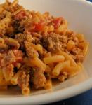 American Beefy Macaroni and Cheese With Tomatoes Dinner