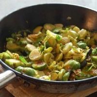 Malaysian Pan Fried Brussels Sprouts Appetizer