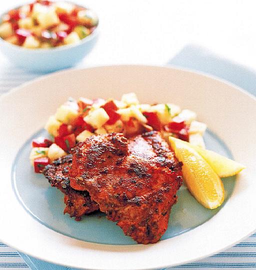 American Cajun Chicken with Bacon and Pineapple Salsa Dinner