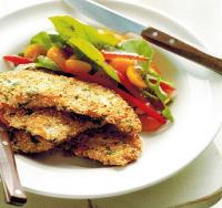 Turkish Cashew Crusted Chicken Breasts with Tomato Salad Appetizer