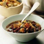 Mushrooms Broth with Spicy Ciabattacroutons recipe