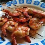 American Shrimp Skewers on the Barbecue Dinner