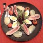 French Nicoise Salad with Dressing of Black Olives Appetizer