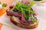 American Rare Roast Beef And Rocket Open Sandwich With Horseradish Cream Mayo Recipe Dinner