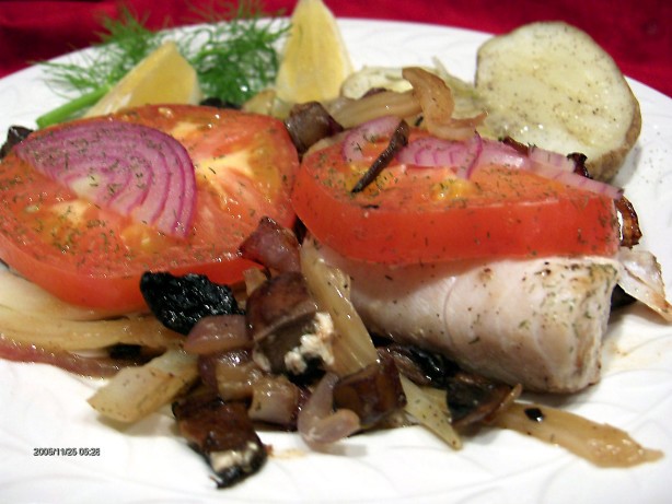 American Cod With Fennel Mushrooms Tomato  Dill Appetizer